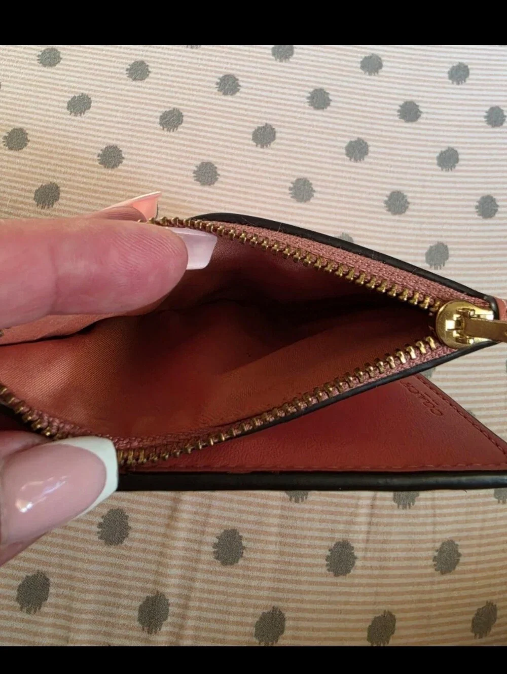 Coach Pink Leather Small Wallet with Gold 'C' Logo